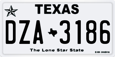 TX license plate DZA3186