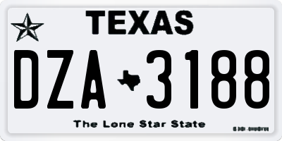 TX license plate DZA3188
