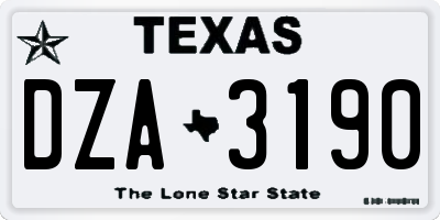 TX license plate DZA3190