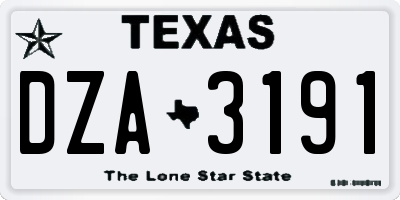TX license plate DZA3191