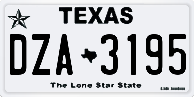 TX license plate DZA3195
