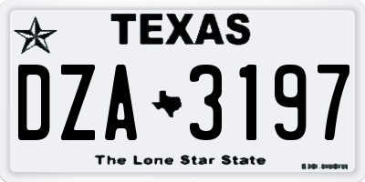 TX license plate DZA3197