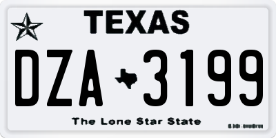 TX license plate DZA3199