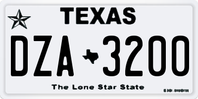 TX license plate DZA3200