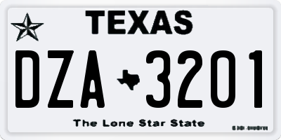TX license plate DZA3201