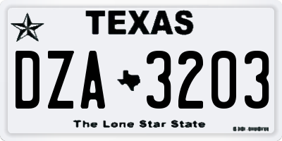 TX license plate DZA3203