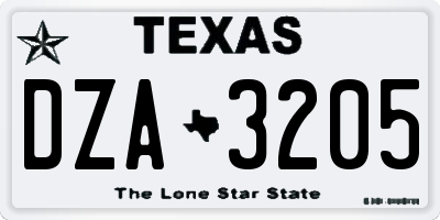 TX license plate DZA3205