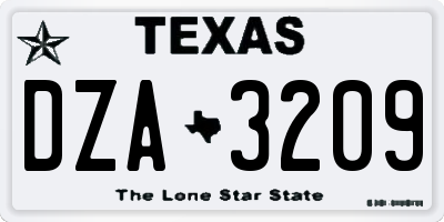 TX license plate DZA3209