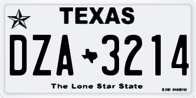 TX license plate DZA3214