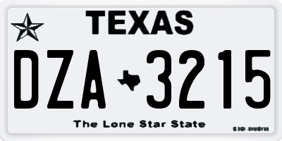 TX license plate DZA3215