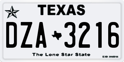 TX license plate DZA3216