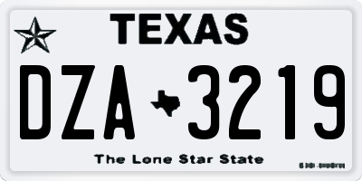 TX license plate DZA3219
