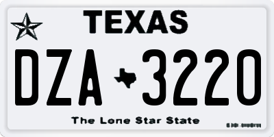 TX license plate DZA3220