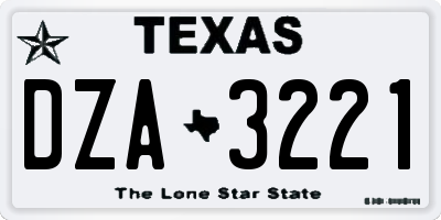 TX license plate DZA3221