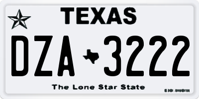 TX license plate DZA3222
