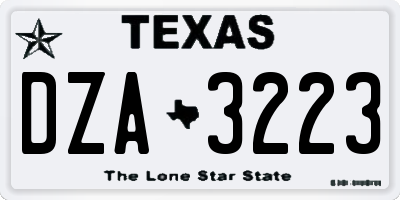 TX license plate DZA3223
