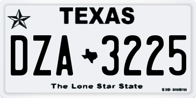 TX license plate DZA3225