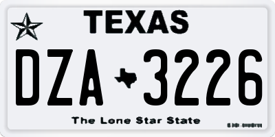 TX license plate DZA3226