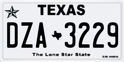 TX license plate DZA3229