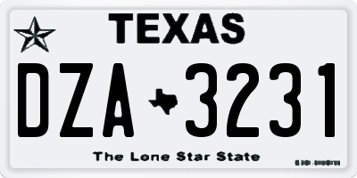 TX license plate DZA3231
