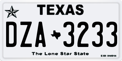 TX license plate DZA3233