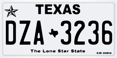 TX license plate DZA3236