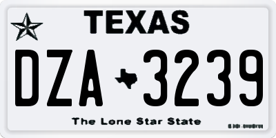TX license plate DZA3239