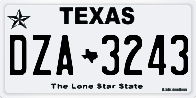 TX license plate DZA3243