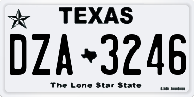 TX license plate DZA3246