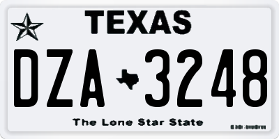TX license plate DZA3248