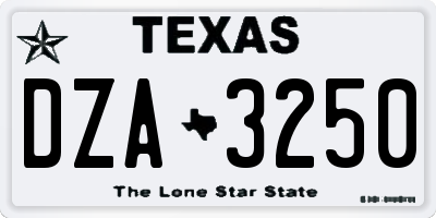 TX license plate DZA3250