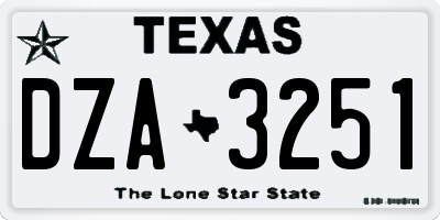 TX license plate DZA3251