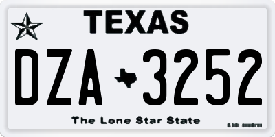 TX license plate DZA3252