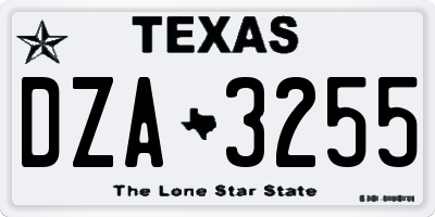 TX license plate DZA3255