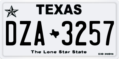 TX license plate DZA3257