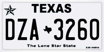 TX license plate DZA3260