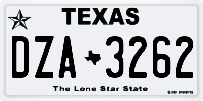 TX license plate DZA3262