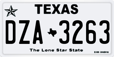 TX license plate DZA3263