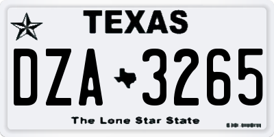 TX license plate DZA3265