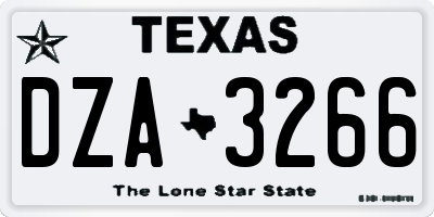 TX license plate DZA3266