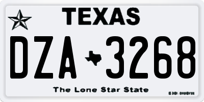 TX license plate DZA3268