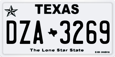 TX license plate DZA3269
