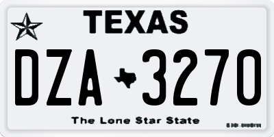 TX license plate DZA3270