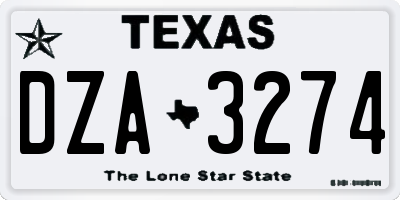 TX license plate DZA3274