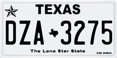 TX license plate DZA3275