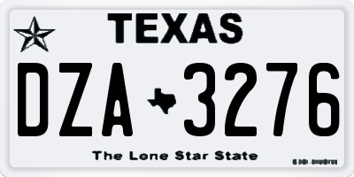 TX license plate DZA3276