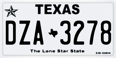 TX license plate DZA3278