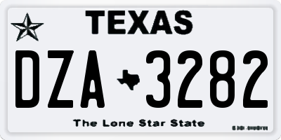 TX license plate DZA3282