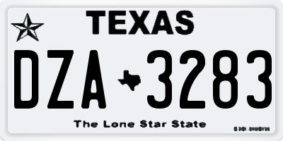 TX license plate DZA3283