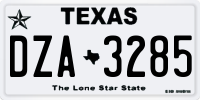 TX license plate DZA3285